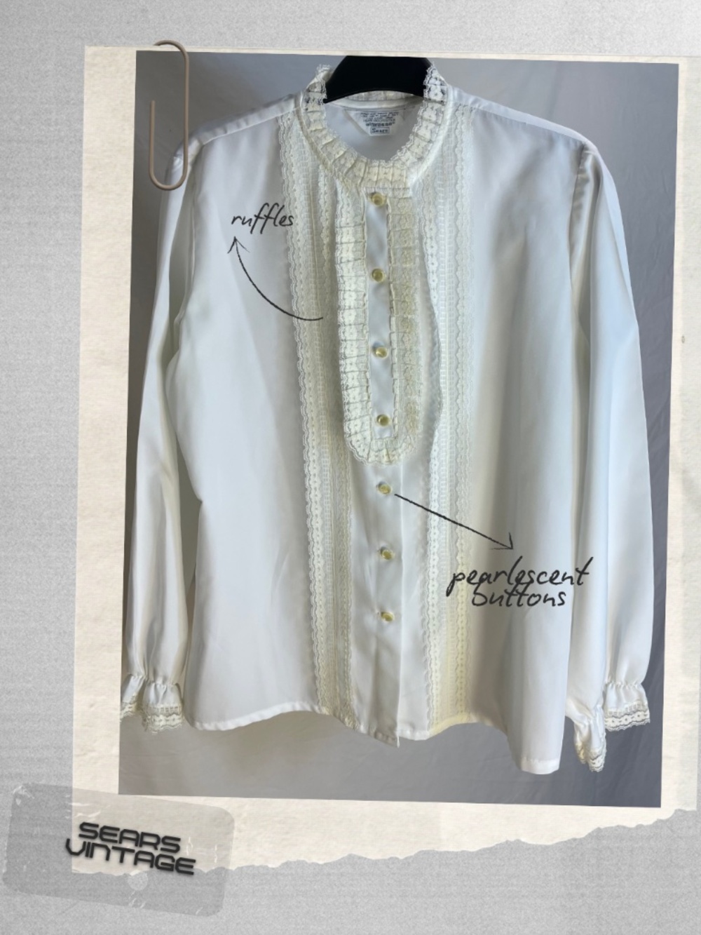 Vintage Sears White Lace Blouse | Romantic Cottagecore Victorian Top Medium